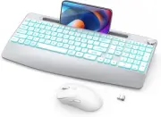 Wireless Keyboard and Mouse Backlits - Full-Sized Backlit Cloud white