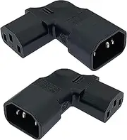 tunghey 2Pack IEC320 C14 to C13 Right/Left Angle Power Adapter,C14 to C13 90 Degree Right Left Turn Power Extension Adapter,PDU Plug/Socket 90 Degree Wall-Mounted LCD TV