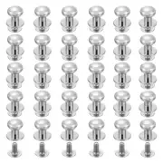 30Pcs 8mm Chicago Screws Round Head Button Leathercraft Rivets, Silver