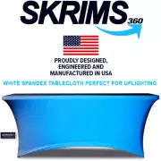 Amazin Gear SKRIMS PRO DJ Table Scrim 4' WHITE Stretch Cover w/Cable Holes + Bag
