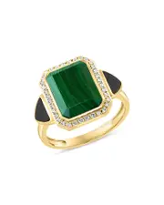 Bloomingdale's Fine Collection Malachite, Onyx & Diamond Ring in 14K Yellow Gold