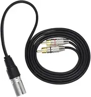 2 RCA Phono Male Plug to XLR 3-Pin Male Audio Cable Y-Splitter Adapter Cord - Black, 0.3M