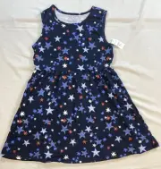 Simply Styled Girls Size 14/16 Glitter Star Blue Red America Tank Dress NWT