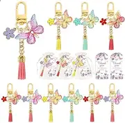 12 Sets Butterfly Party Favors Tassel Keychain Fairy Party Decorations with Laser Butterfly Flower Gauze Bag Thank You Cards for Butterfly Theme Birthday Party Baby Shower Goodie Bag Decor (Butterfly)