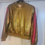 NWT Scotch & Soda Gold Sequin Contrast Stripe Track Jacket size XS