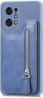 Compatible with Oppo Find X5 Pro 5G Case,Compatible with Oppo Find X5 Pro 5G Zipper Card Slots Magnet Kickstand Phone Case Blue
