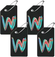 [BestEioyo] 4 Pack Initial Luggage Tag for Suitcase, Colored Letter Silicone Bag Tags Identifiers Privacy Cover ID Label with Durable Steel Loop for Women Men Kids Girls Travel, Letter W