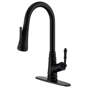 Matte Black Kitchen Sink Faucet with Pull Down Sprayer, Single Handle Stainle...