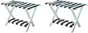 Wooden Folding Luggage Rack - Suitcase Stand, White Double Layer Luggage Rack, Solid Wood Hotel Suite Suitcase Rack, Folding Shoe Rack with Nylon Straps, Luggage Storage Rack for Home