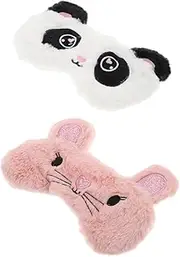 FONDOTIN 2Pcs Cartoon Sleeping Eye Masks Soft and Comfortable Eye Patches for Naps Light Blocking Blindfold for Students and Travel for Fatigue Relief