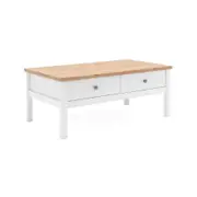 Bergen Coffee Table 2 Drawers White and Oak