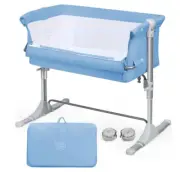 Portable Baby Bed Side Sleeper Infant Travel Bassinet Crib W/Carrying Bag Blue