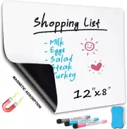 12x8 Magnetic Whiteboard for Fridge Mini Dry Erase Board with 3 Markers and Eras