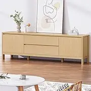 ALFORDSON TV Cabinet Stand Wood Color 180x 40x 55cm, 2 Drawers and Storage Cabinets, Modern Entertainment TV Unit for Living Room, Multimedia Centre for Soundbar Consoles