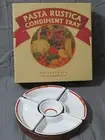 New Pottery Barn Pasta Rustica Condiment Carousel Lazy Susan Wood Porcelain Tray