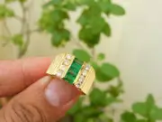 2.80Ct Emerald Cut Simulated Green Emerald Men's Wedding Ring Band 925 Silver