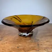 New Aurum Bohemian Crystal 12-inch Mozart Amber Decorative Fruit Bowl