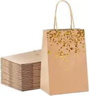 12Pcs/Pack Brown Paper Party Bags Bronzing Kraft Bag Birthday Party Bags Bride B