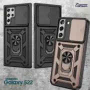 Slide Camera Cover Ring Kickstand Armor Case For Samsung Galaxy S22 Plus Ultra