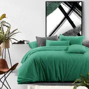 Green Textured Print Quilt Cover Set -Pure Cotton with Ornate Patterns
