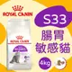 [快夏丹] 法國皇家 S33 腸胃敏感貓 挑嘴貓 成貓 貓飼料 貓乾糧 4kg 【RY^C01-02/01】