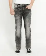 New Buffalo David Bitton Men's Ash-X Indigo Slim Stretch Jeans, Acid Wash, 33X30
