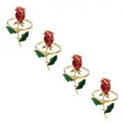 Rose Napkin Holders Enamel Rose Flower Decoration Flower Napkin Rings Holder
