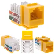 100 pcs Cat6 Punchdown Keystone Jack Yellow 45 Degree Angle Ethernet Network