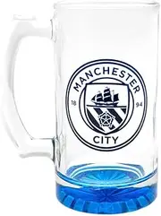 Manchester City FC Crest Glass Tankard (UK Size: One Size) (Clear/Blue)