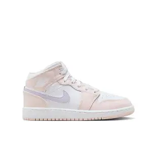 【NIKE 耐吉】籃球鞋 女鞋 大童 運動鞋 包覆 AJ1 喬丹 AIR JORDAN 1 MID GS 粉白 FD8780-601