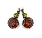 Earrings By Mariana Odyssey Coll. Fab Smoked Topaz and Olivine Swarovski Crys...