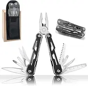 16-in-1 Folding Stainless Steel Multi-Tool with Pliers, Scissors, Knife, 2 Safety Locks, Belt Clip, Pouch