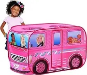 Sunny Days Entertainment Barbie Dream Camper Pop Up Play Tent Pink Indoor Playhouse for Kids Pink Girls