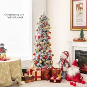Costway135 Slim Christmas Tree with 258 Branch Tips and 100 LED Lights