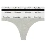 【CALVIN KLEIN 凱文克萊】COTTON STRETCH 基本款女丁字褲 棉質丁字褲 CK內褲(黑、灰、白 三件組)