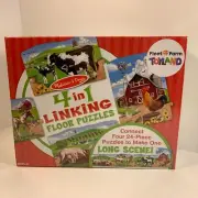 Melissa & Doug 4 in 1 Linking Floor Puzzle 5 ft Long Farm Scene NEW SEALED