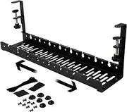 Juscuca No Drill Under Desk Cable Management Tray - Extendable 30 to 55 CM Sturdy Steel Cord Organiser, Adjustable Wire Management Holder for Office Desks