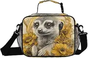 Insulated Lunch Box Meerkat Flower Cute for Women Men - Ideal for Work, Picnics - Includes Adjustable Shoulder Strap