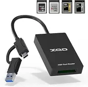 XQD Card Reader USB C 3.1+USB 3.0 XQD Memory Card Reader, 5Gpbs Super Speed Compatible with Sony G/M Series/Lexar 2933x/1400x XQD Cards with USB Mark, XQD Reader for iPone 15/Windows/Mac OS/Android