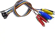 Reland Sun 1 Pack/10pcs Alligator Clip to Flexible Breadboard Jumper Wires 10pin 20/30cm Female/Male for Test Lead Breadboard and Circuit Board (Female-20cm)