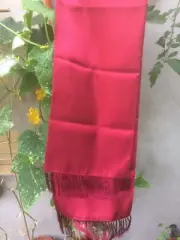 Silk woven diamond Scarf Maroon by Tails and the Unexpected – tasseled fringed