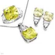 EXQUISITE SOLID 925 STERLING SILVER RING / NECKLACE / EARRINGS SET