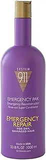 911 System Emergency Pack Reconstructor for Dry Damaged Hair, 33.8 Fl. Oz. 1000 Ml. Distributed By Alkam Inc. 90 Days . . Newest Packaging.