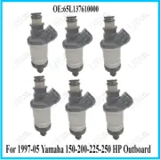 6 Pcs Fuel Injector 65L137610000 For 1997-05 Yamaha 150-200-225-250 HP Outboard，