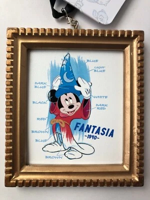 Disney Parks Fantasia Ink And Paint Sorcerer Mickey Framed Canvas Ornament NWT!