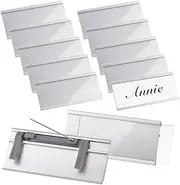 AHANDMAKER 12 Pcs Aluminium Name Tags with Card Slot and Pin Badge, Blank Name Tags Reusable ID Badge Holders, Custom Personnel Labels Office Workers Students Employee Custom (1.2x2.8 in, Platinum)