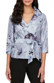Alex Evenings Tie Side Organza Top in Purple Multi at Nordstrom, Size X-Large
