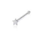 14K Solid White Gold Star Nose Stud Ring 20g - Body Piercing Jewelry