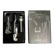 Wine Opener Set Corkscrew Pourer Air Tube Stopper Bottle 4-Piece New Mafiti