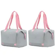 2x Tosca Lightweight Foldable & Expandable Flight Travel Tote Bag Grey/Pink